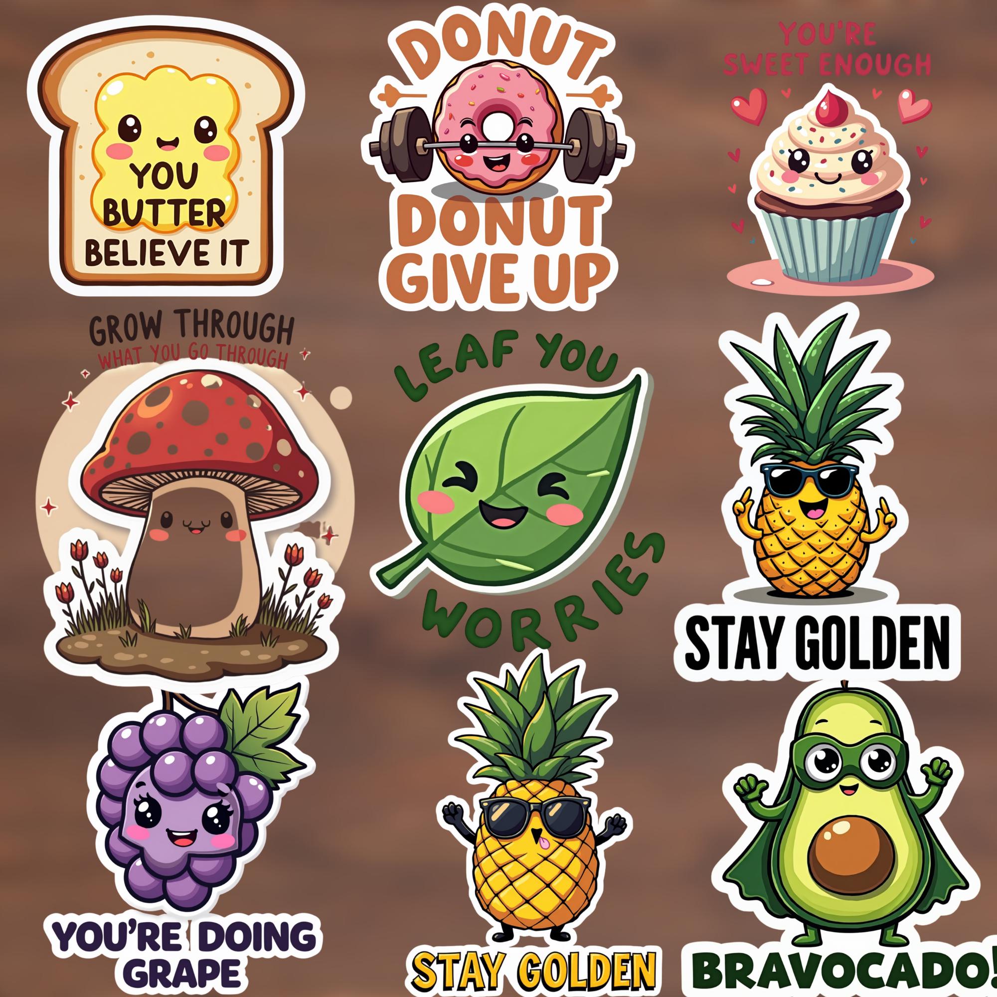 Sticker Design Jokes Funny Motivational Pun Sticker Bundle, Sarcastic Quote Sticker, Cute ...