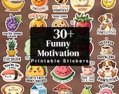 Funny Motivational Pun Sticker  Bundle, Sarcastic Quote Sticker, Cute Humor Planner Stickers, Printable Scrapbook Sticker, Instant Download