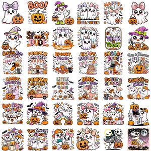 Kids Halloween PNG Bundle, Little Miss Bootiful PNG, Hello Boo, Kawaii Ghost & Pumpkin Clipart, Cute Halloween Sublimation, Digital Download image 3