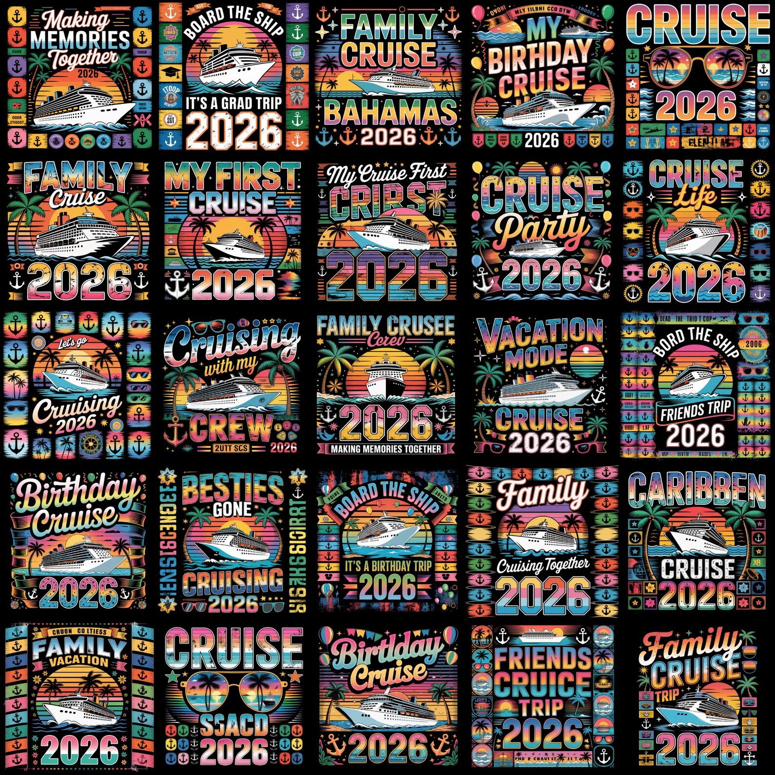 100 Family Cruise 2026 Png Bundle, Cruise Squad PNG, Vacation Shirt ...