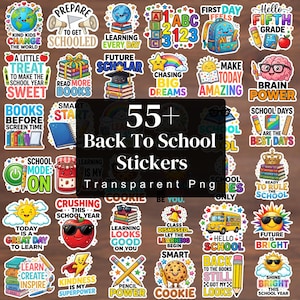 Back to School Sticker Pack, Aesthetic Stickers for Kids, Classroom Decoration Stickers, Cute School Supplies Stickers, Teacher Planner PNG