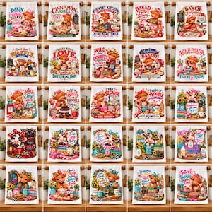 30 Highland Cow Baking Kökshanddukar PNG Bundle, Söt Bagare Ko Clipart, Bondgårdskök Julbakning Sublimering, Julko PNG