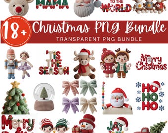 Christmas PNG Bundle | Crochet Santa, Snowman, Reindeer Designs