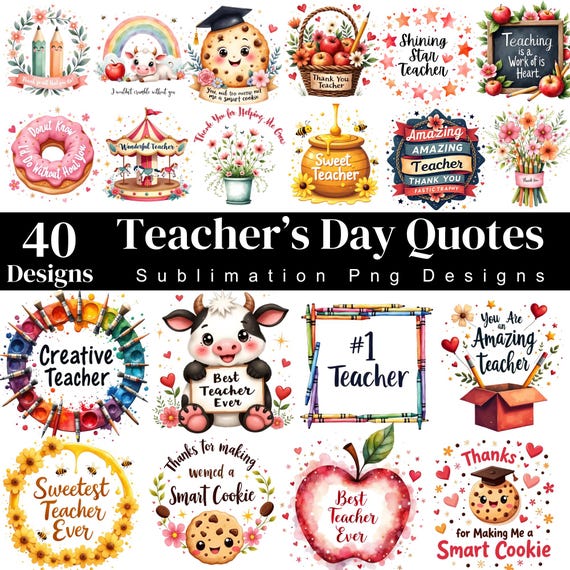 Teacher Appreciation PNG Bundle, Teacher Quotes PNG, Teacher Shirt Design, Back to School Clipart, Teacher Gift PNG, Instant Download