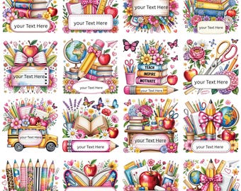 17 Personalized Teacher Name PNG Bundle, Custom Teacher Name Designs, Back to School Sublimation, Teacher Appreciation PNG, Instant Download