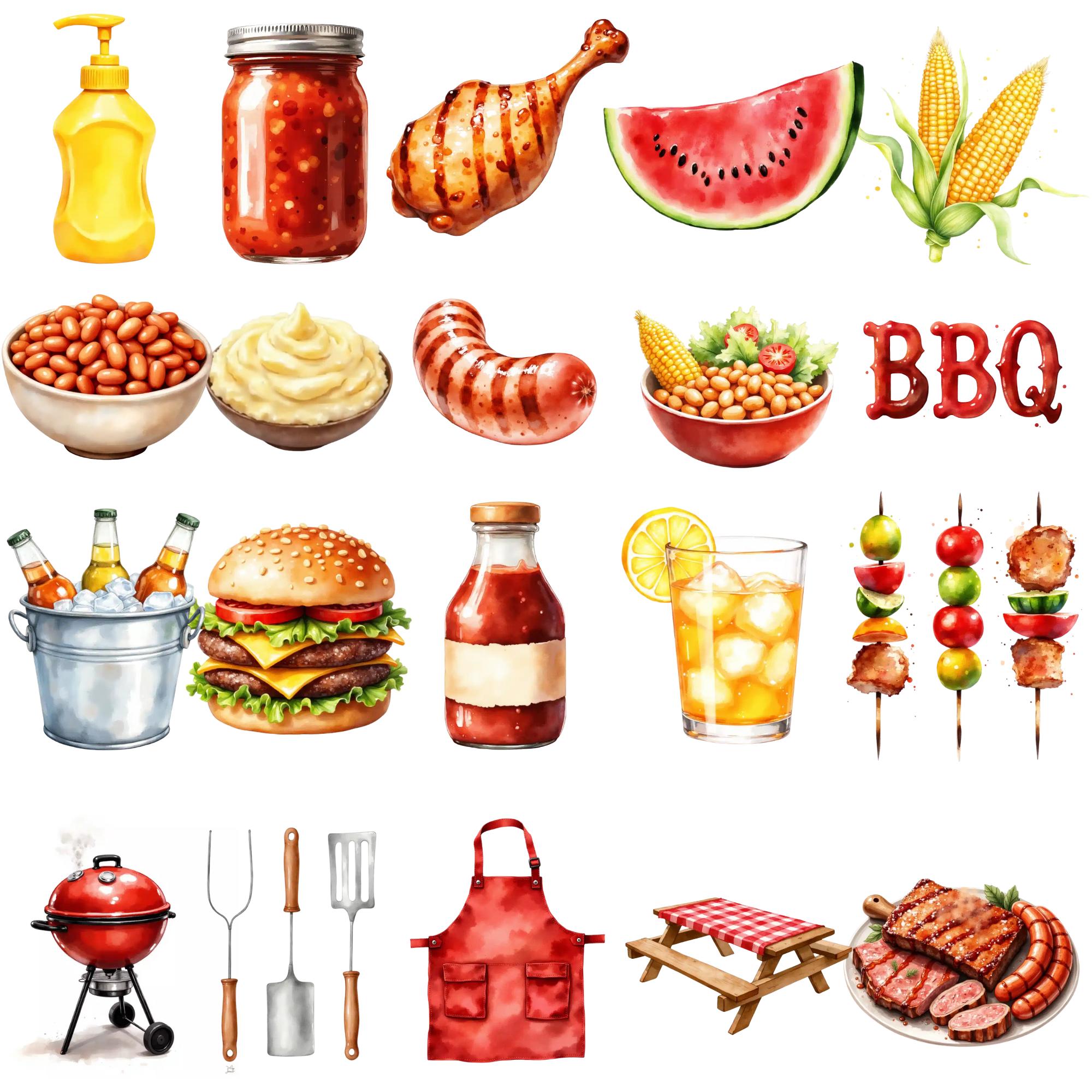 40 Bbq Clipart Png Bundle, Backyard BBQ Party Clipart, Grill Food ...