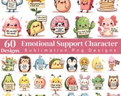 Emotional Support Quotes PNG Bundle, Kids Affirmation Clipart, Cute Character Stickers, Positive Mental Health Graphics, Instant Download
