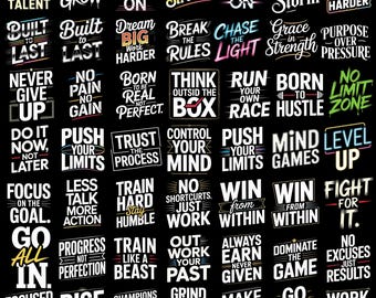 150 Motivational Quotes PNG Bundle, Positive Affirmation Clipart, Inspirational Sayings for T Shirt Design, Typography PNG, Instant Download