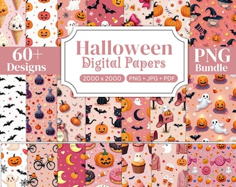 60+ Halloween Digital Papers Bundle, Printable Halloween Papers, Ghost & Pumpkin Backgrounds, Boo Scrapbook Paper, Spooky Digital Paper Pack