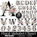 36 Watercolor Floral Alphabet Clipart Bundle, A-Z and 0-9 Flower Letters PNG, Botanical Monogram & Initials, Card Making, Digital Download product logo