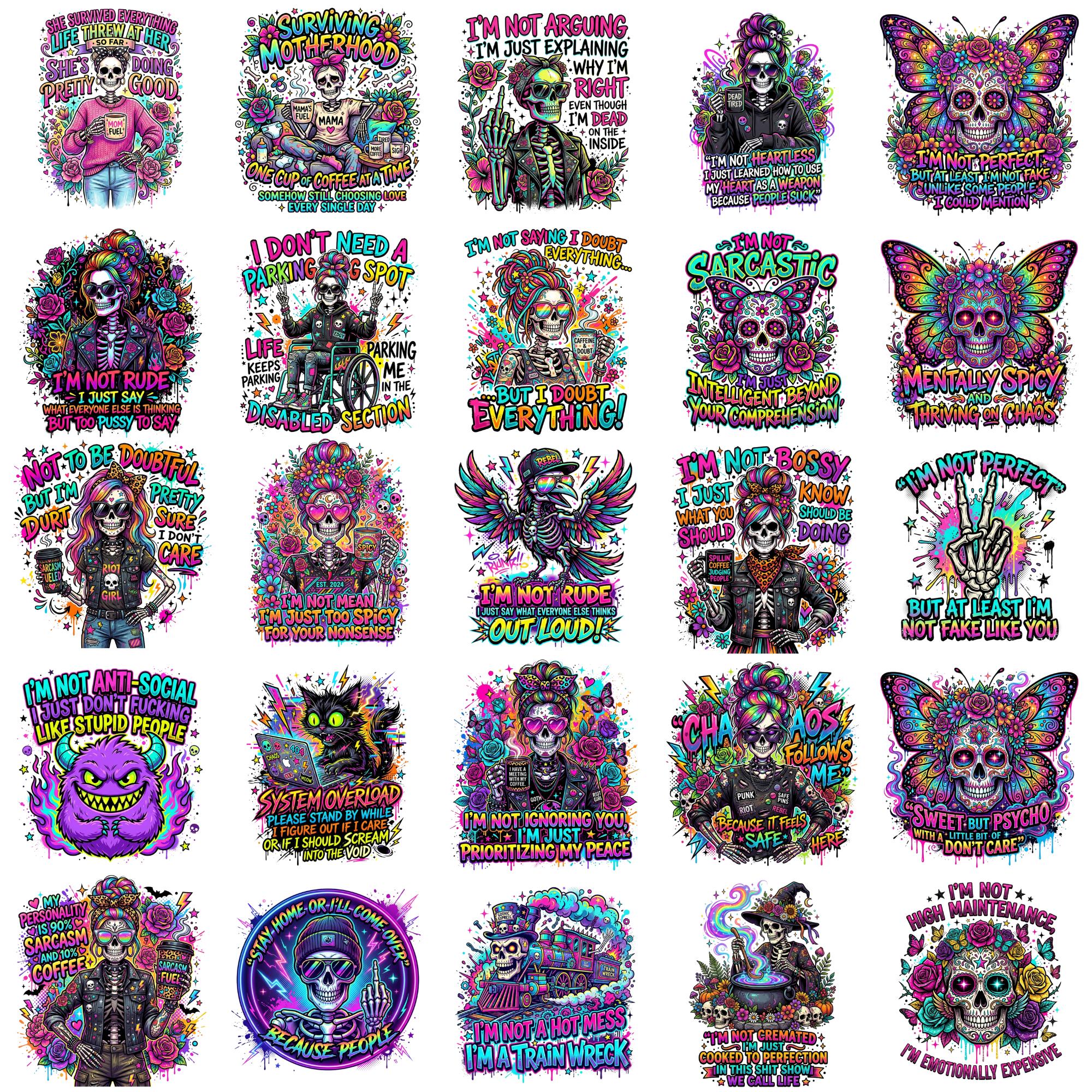 60+ Funny Antisocial Skulls Bundle, Sarcastic Skeleton Quotes Clipart ...