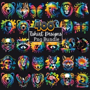 400 Tshirt Designs Bundle, Animal Tshirt Png, Neon Tshirt Design, Sublimation Png, T-Shirt for Men Woman Kids, Artistic Transparent T-Shirt image 1