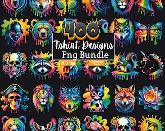 400 Tshirt Designs Bundle, Animal Tshirt Png, Neon Tshirt Design, Sublimation Png, T-Shirt for Men Woman Kids, Artistic Transparent T-Shirt