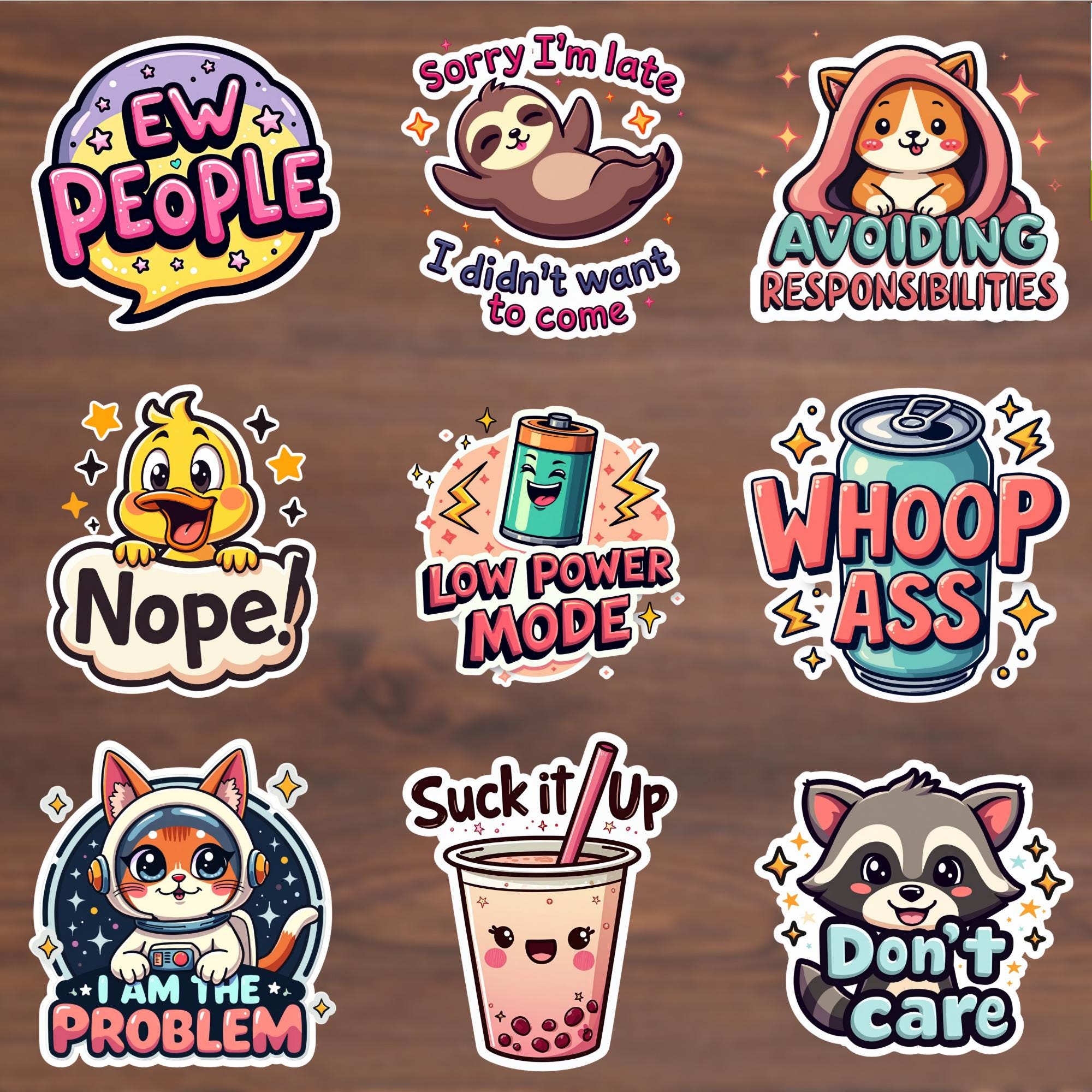 50+ Sarcastic Printable Stickers Bundle, Sassy Quote Stickers PNG ...