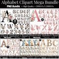 Alphablets Mega Bundle, Illuminated Alphabet Png, Floral Clipart Alphabet Graphics, Gold Alphabet Png,Transparent Pngs, Digital Download product logo