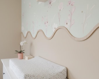 Scalloped Wall Molding Chair Rail Unfinished Wavy Wood Trim Set of 12 DIY Wall Cornice Decorative Border Panels