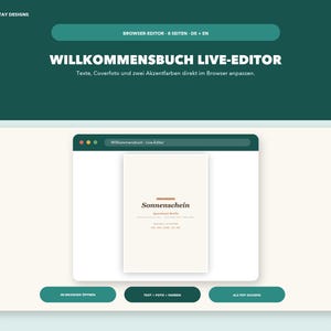 Willkommensbuch Ferienwohnung · DE/EN Browser-Editor · 8 Seiten