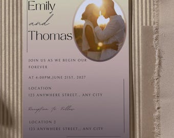Elegant Wedding Invitation- Timeless Neutral- Editable Canva Template