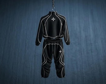 Black Windbreaker & Cargo Pants Two-Piece