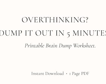 5-Minute Brain Dump Worksheet, Mental Reset for Anxiety (Printable PDF)