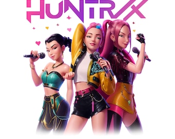 Conjunto PNG de cazadores de demonios de Huntrix Kpop, arte de fan de Saja Girls (descarga digital)