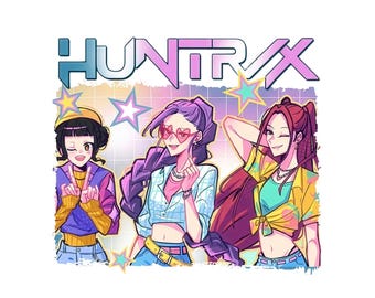 Huntrix PNG / Saja Girls Anime Fan Art / Kpop Idol Group Clipart (download digitale)