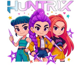 Kpop Huntrix PNG, Cacciatori di demoni PNG, Saja Girls PNG, Derpy Tiger, Huntrix Merch, Regalo per gli amanti degli anime, Kpop Anime Hunter Girls png