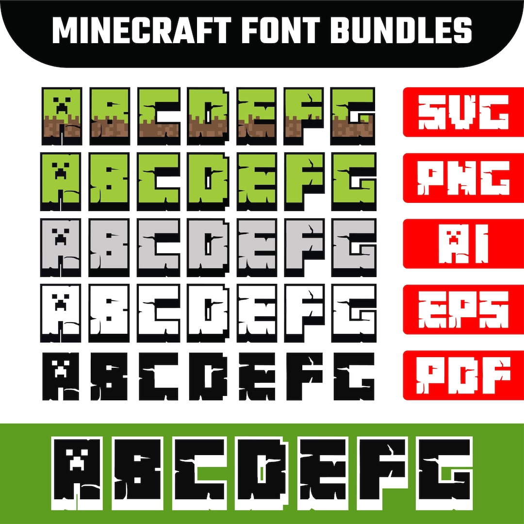 Minecraft Letters Font Gui Minecraft Font SVG Bundle | Gamer Alphabet Letters and Numbers | Cricut ...