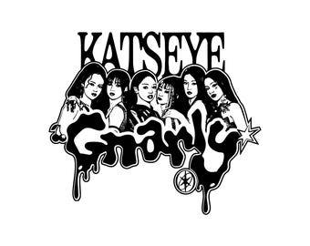 Pacchetto SVG e PNG del gruppo femminile Kpop Katseye / File di taglio per il merchandising del tour retrò (download digitale)