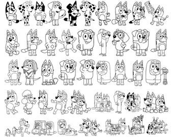 Blå hund SVG PNG-paket | Födelsedagsfest-tröja-klippfiler (digital nedladdning)