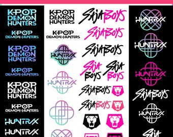 Pacchetto logo Kpop, Huntrix & Saja Boys, vettore cosplay (download digitale)