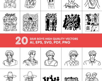 Pacchetto SVG Saja Boys Kpop Demon Hunters / Grafica di gruppi idol, gatti e uccelli (download digitale)