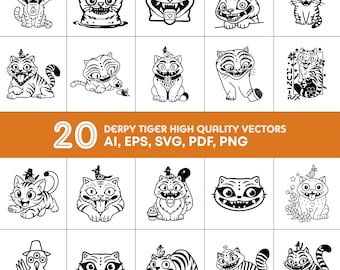 Pacchetto SVG Derpy Tiger / Clipart Kpop Demon Hunters (download digitale)