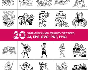 Pacchetto SVG Kpop Demon Hunters / File di taglio Huntrix Saja Girls (download digitale)