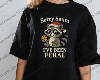 Feral Raccoon Christmas PNG | Funny Holiday Digital Download |Animal Xmas Clipart