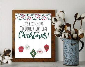 It's Beginning to Look a lot Like Christmas Instant Download, Digital Download 8x10 PDF Christmas Decor, Farmhouse, Holiday Decorating