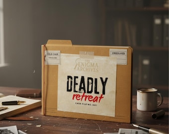 Cold Case Murder Mystery Detective Game Afdrukbare digitale download Party The Enigma Archives: Deadly Retreat