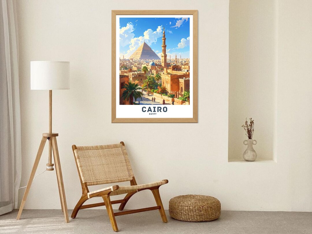 Cairo Travel Poster: Retro Cityscape Art Print (digital Download) - Etsy