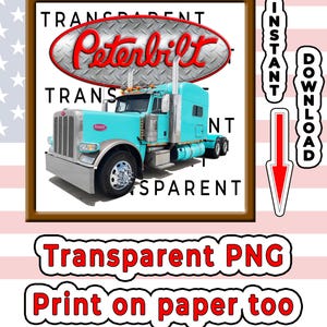 Baby Blue Peterbilt 389 na przezroczystym obrazku PNG o wymiarach 12 x 12 cali (natychmiastowe pobranie)