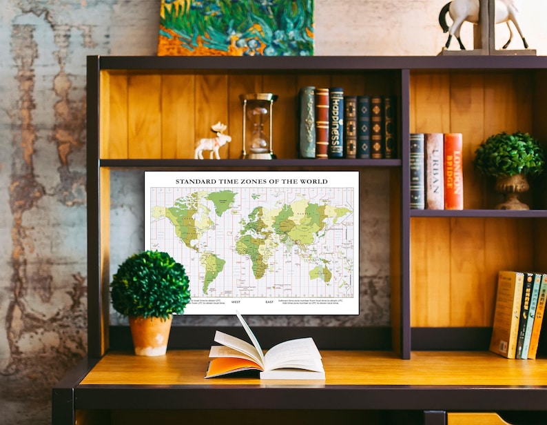World Time Zones Map Printable Poster (digital Download) - Etsy