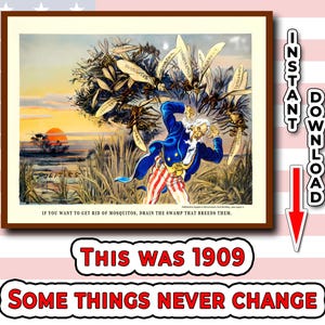 1909 Vintage Drain the Swamp druckbare Poster (Instant Download)
