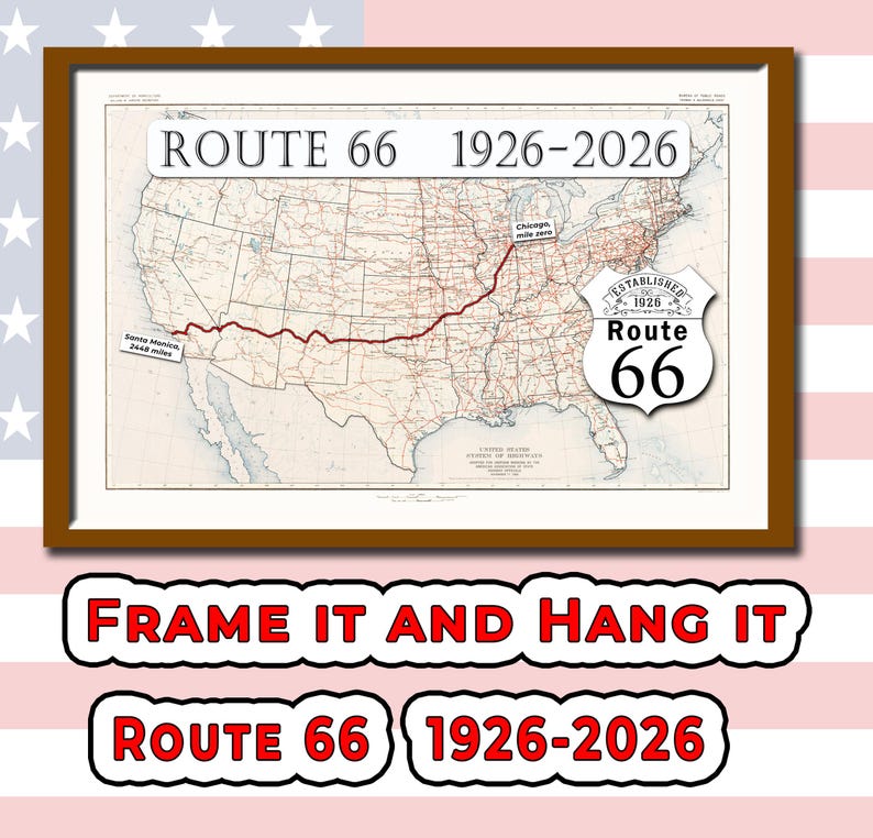 Route 66 Map From 1926 To 2026 Instant Download Etsy Il B7zi 