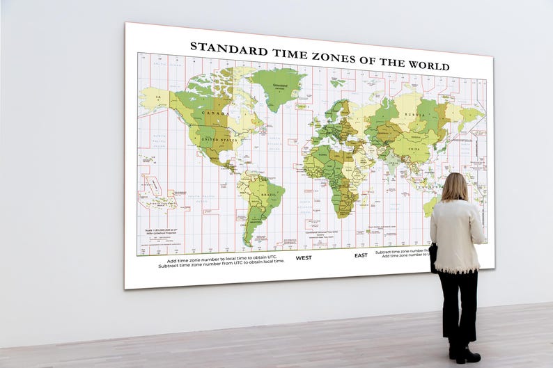 World Time Zones Map Printable Poster (digital Download) - Etsy