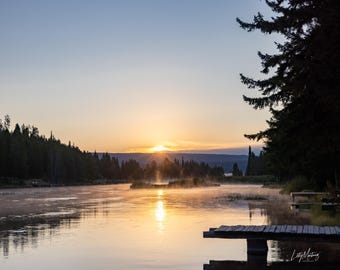 Idaho Misty Sunrise Over Still Water, Island Park, Idaho