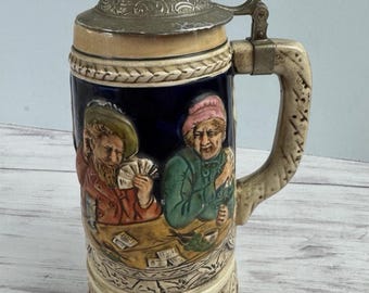 Tilso German Beer Stein Tankard Flip Hinged Lid Germany No Music box Vintage