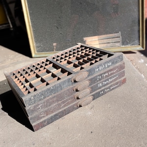 M&W. Mfg Printer’s Wood Vintage Value Letterpress Type Case Tray Shadowbox
