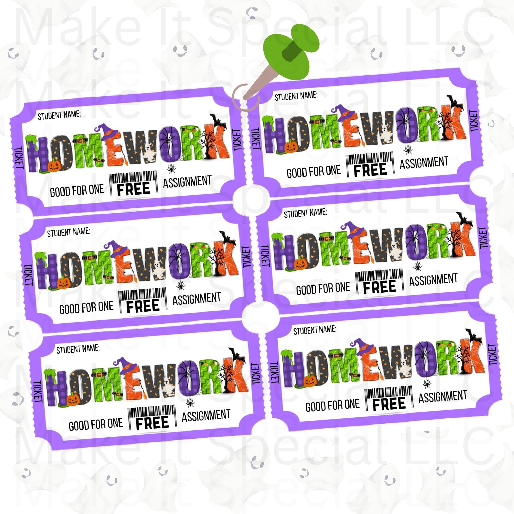 Halloween Free Homework Pass Teacher Gifts Box Homework Coupon Digital Teacher Planner Homework Christmas Homework Pass Halloween - Etsy free-printable-homework-pass-for-teachers-printfriendly
