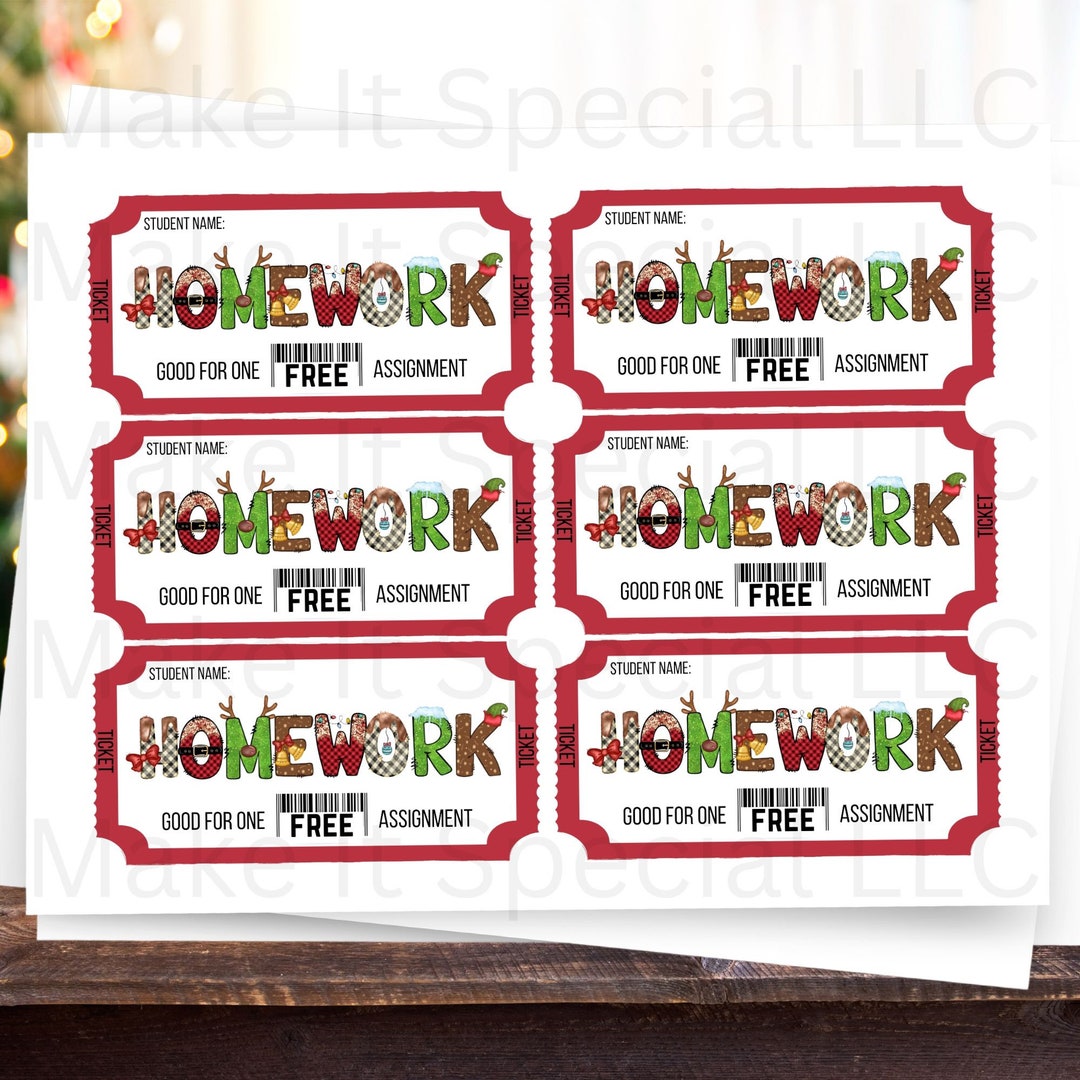 free homework pass | teacher gifts box | homework coupon | digital