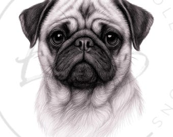 Pug Portrait Art Print | Dog Lover Gift (Digital Download)