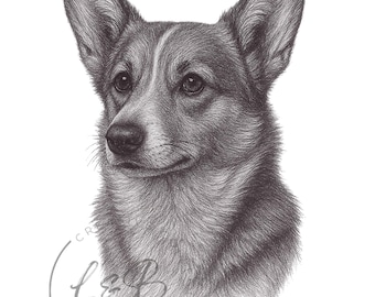 Lámina decorativa de pared con forma de perro Corgi / 8x10 pulgadas para amantes de los perros (Descarga digital)